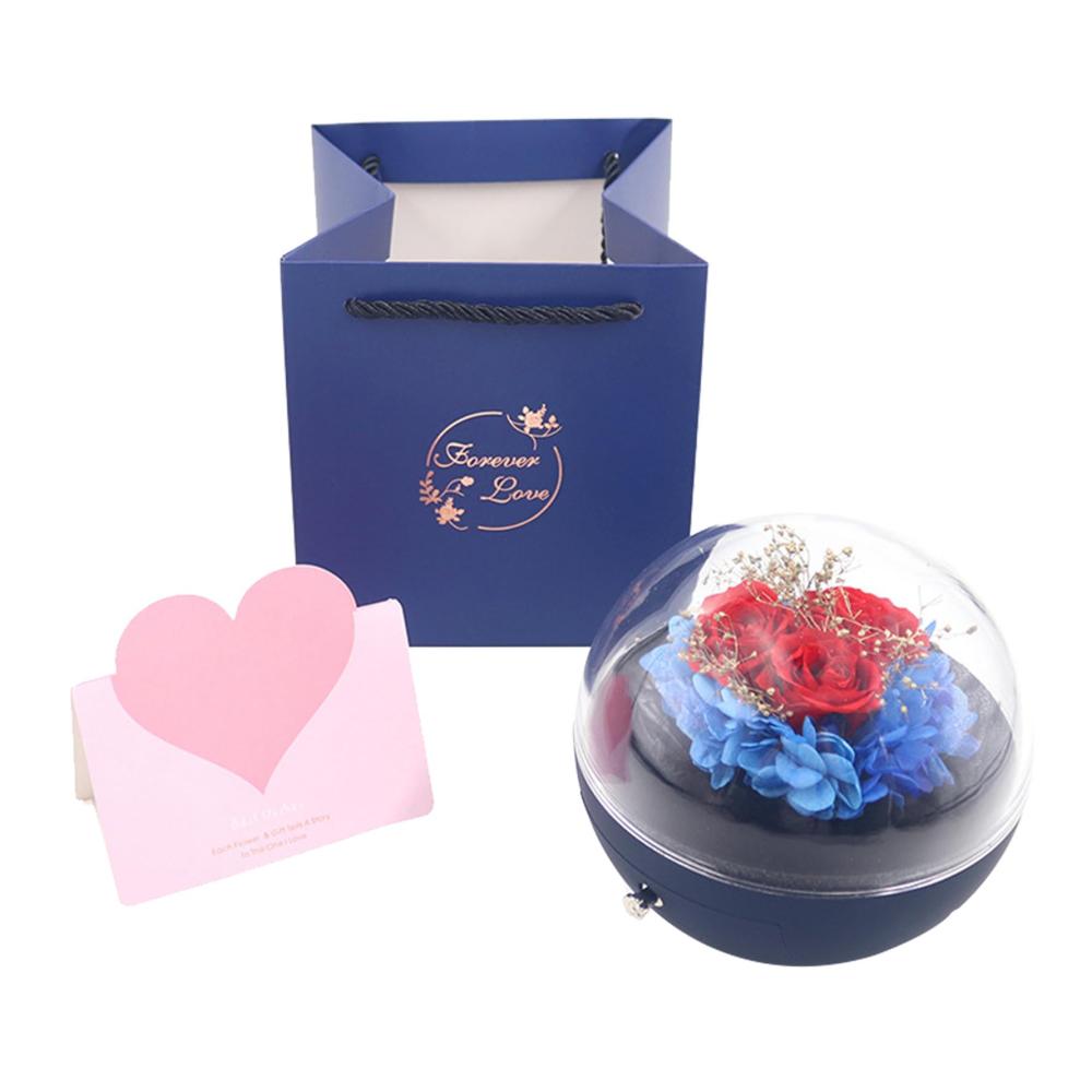 Entdecken Sie die zeitlose Eleganz Konservierte Rosen-Schmuck-Geschenkbox | Runde echte Rosenbox-Dekoration für Mutter Frau Freundin zum Jahrestag | Einzigartiges Geschenk mit konservierten Blumen