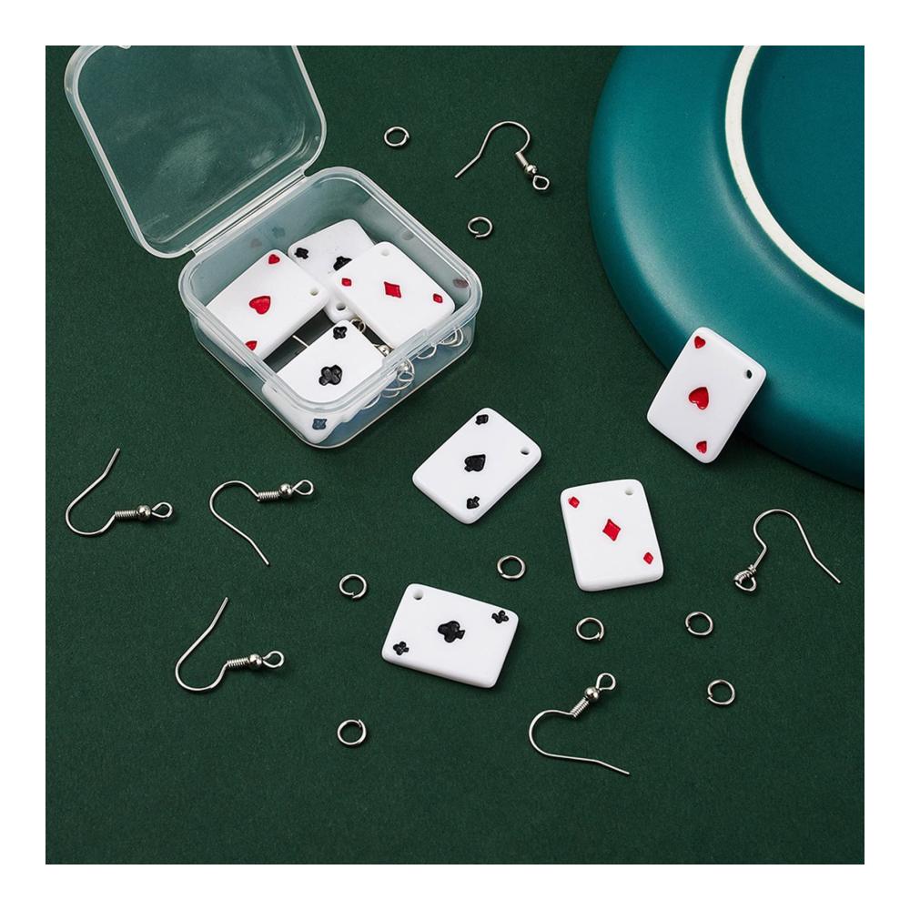 Kreative Schmuckherstellungs-Sets 1 Box DIY Spielkarte Ohrringherstellung Kits - Spielkarten-Anhänger & Ohrringhaken - Ideal für Anfänger - Herstellung von einzigartigen baumelnden Ohrringen
