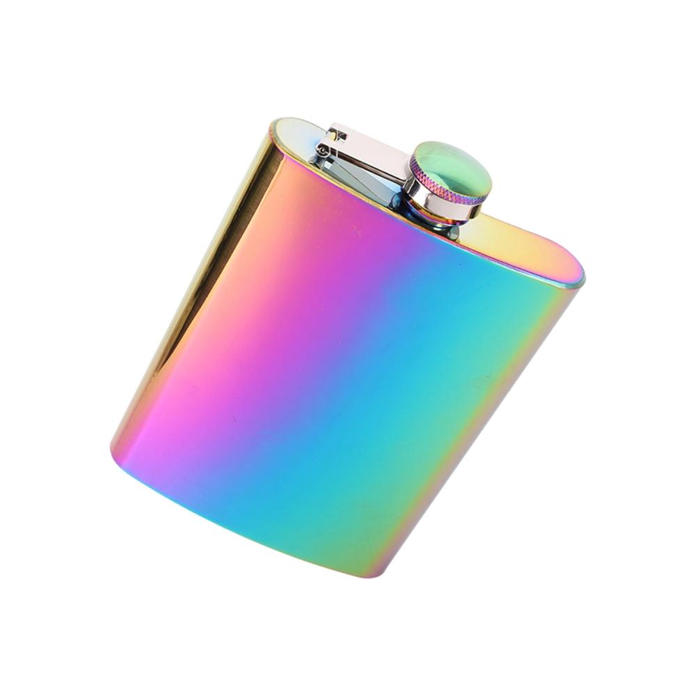 Hochwertiger Edelstahl-Flachmann 237 ml | Tragbarer Regenbogen-Taschenflasche | Auslaufsicher für Wandern Jagen & Camping | Kleiner Begleiter für unterwegs