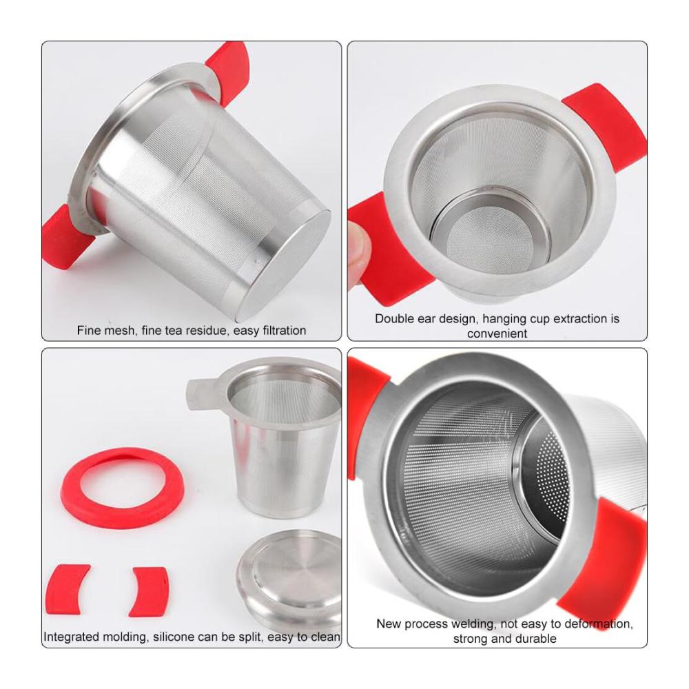 Premium Teefilter Set aus Edelstahl mit Deckel & Griffe - 2 Stück Feinmaschige Teesiebe für Loser Tee - Langlebige Teebeutel Alternative