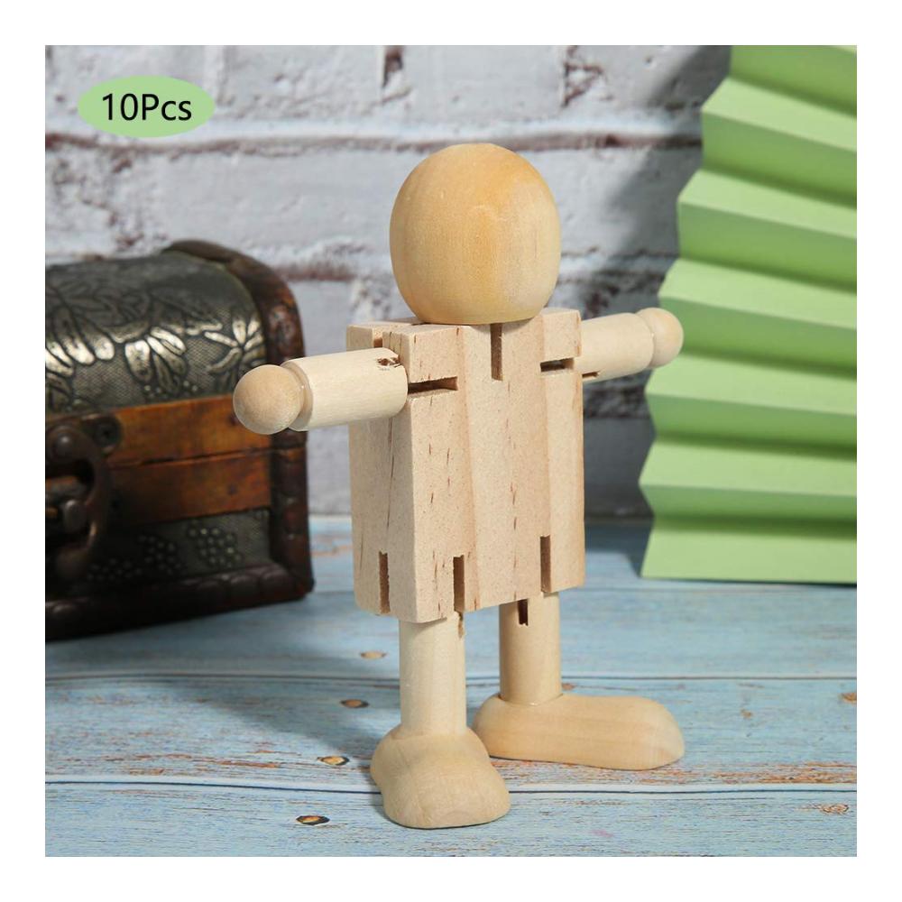 10 Stück Unlackierte Holzroboter Figuren für DIY-Malerei – Kunsthandwerk aus unbehandeltem Holz – Perfekt für kreative Projekte und Bastelspaß