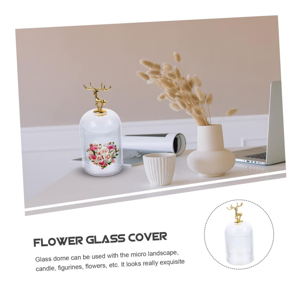 Dekorative Krüge Glaskuppel für Tischdekoration | DIY Schneekugel Set mit Rosen | Duftende Vitrine für ein zeitloses Ambiente | Perfekte Glocke für stilvolles Display