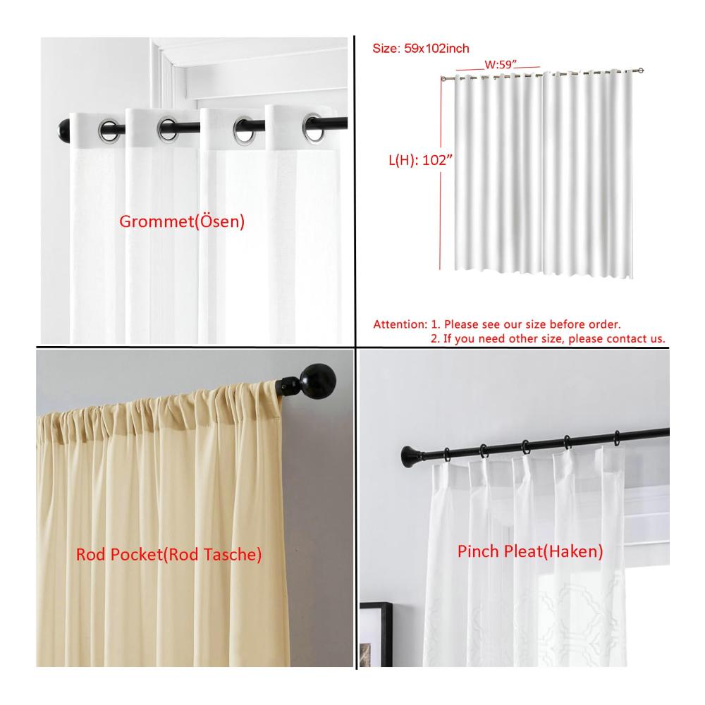 2er Set Weiße Schiebevorhänge | Semi-Sheer Polyester Gardinen mit Haken | Elegant Spitze Voile | 90x150cm | Ideal für Wohnzimmer | Kräuselband