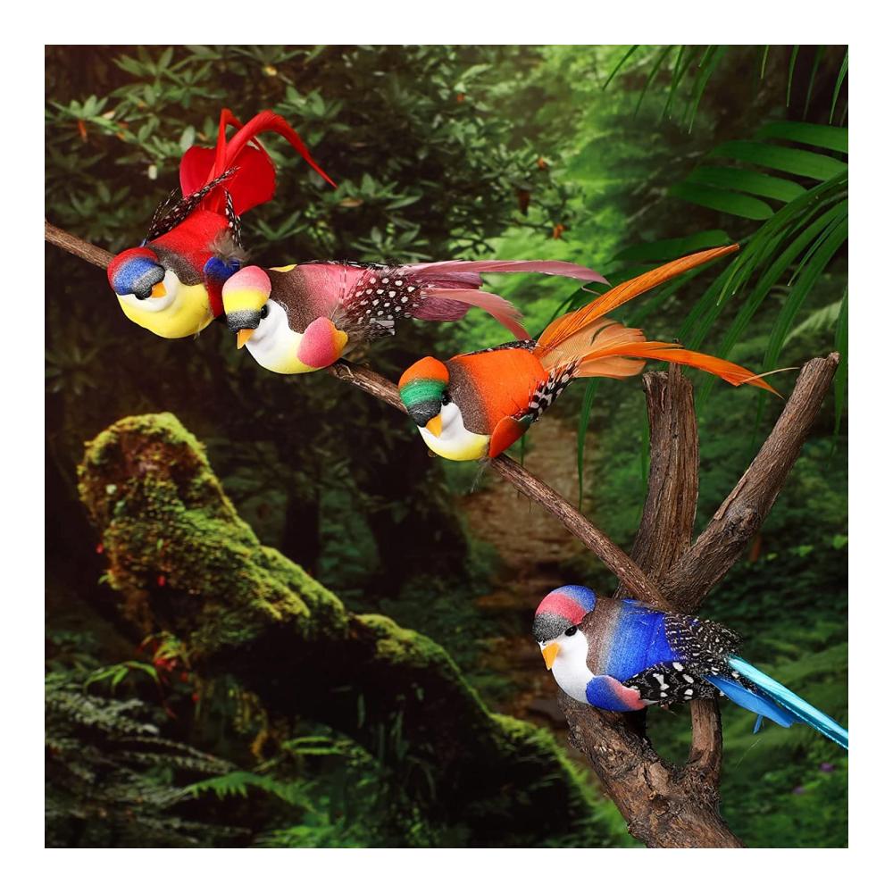 Fruchtige Frühlingsvögel 6er Pack künstliche Deko Vögel für Garten & Hausdekoration - Perfekte Oster- und Weihnachtsdeko in 6 Farben