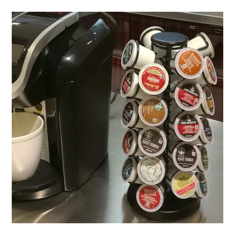 Kapselständer Platzsparender K Cup Carousel & Organizer für 40 Kapseln - Kein Zusammenbau erforderlich - Schwarz - Praktisch und stilvoll