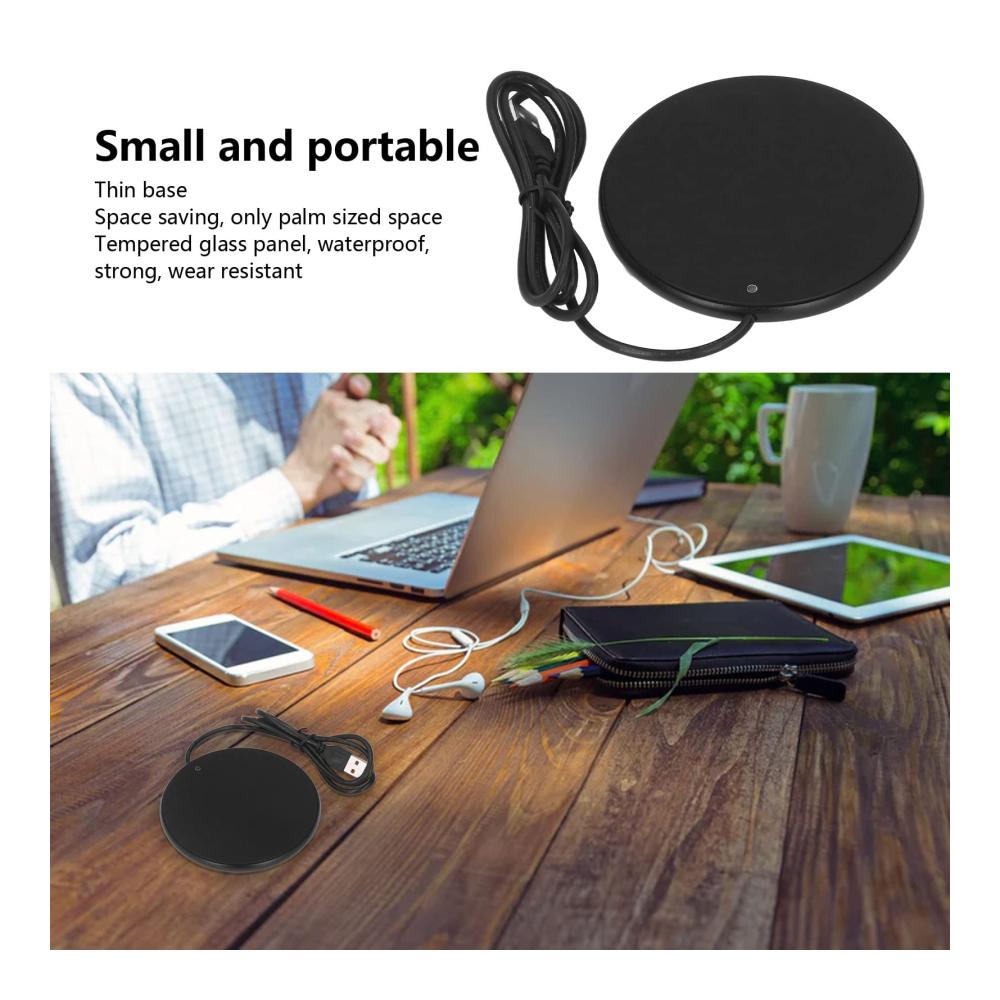 Set aus 2 Smart Cappuccino-Tassenwärmern | USB-Kabel | 55 °C | Kaffeegenuss zu Hause im Büro & unterwegs | Platzsparend & effizient | Schwarz