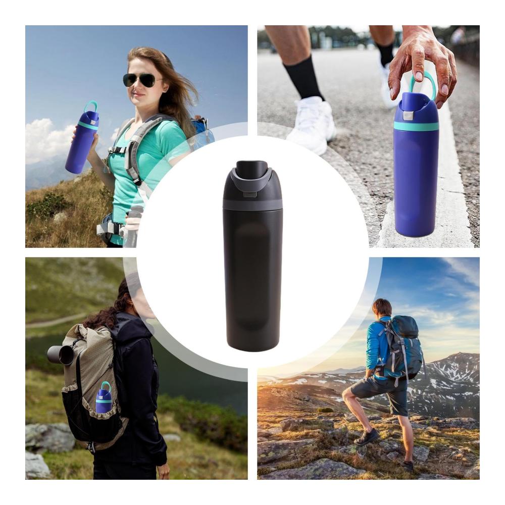 Isolierflasche Edelstahl 600ml | Thermobecher mit Strohhalm | FLXSO Trinkbehälter | Doppelwandige Isolierung | Auslaufsicherer Thermalwasserbecher | Ideal für Sport Fitness und Unterwegs