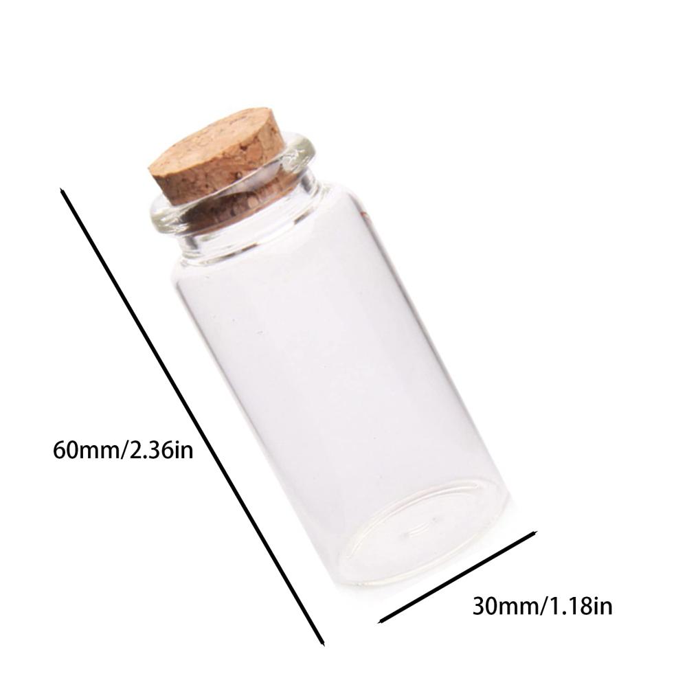 30er Set Korkglas Flaschen Mini Glasbehälter & Töpfe für DIY Ornamente Hochzeitsdeko & Muster | Ideal für Bastelmaterial