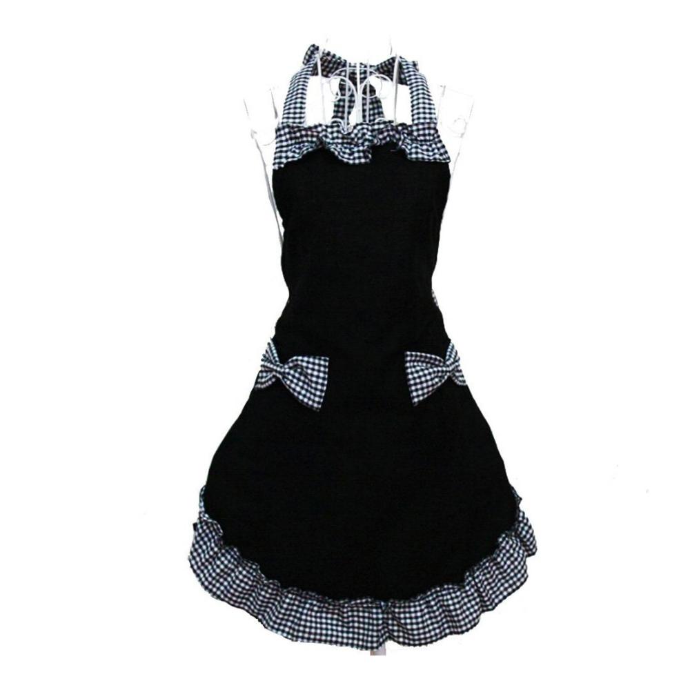 Exquisite Kochschürze für Damen – Elegante Schwarz Verstellbare Küchenschürze mit Petticoat Taschen und Bowknot-Schleife – Perfekt zum Kochen Backen und Grillen – Stilvolles Geschenk für kulinarische Genießerinnen