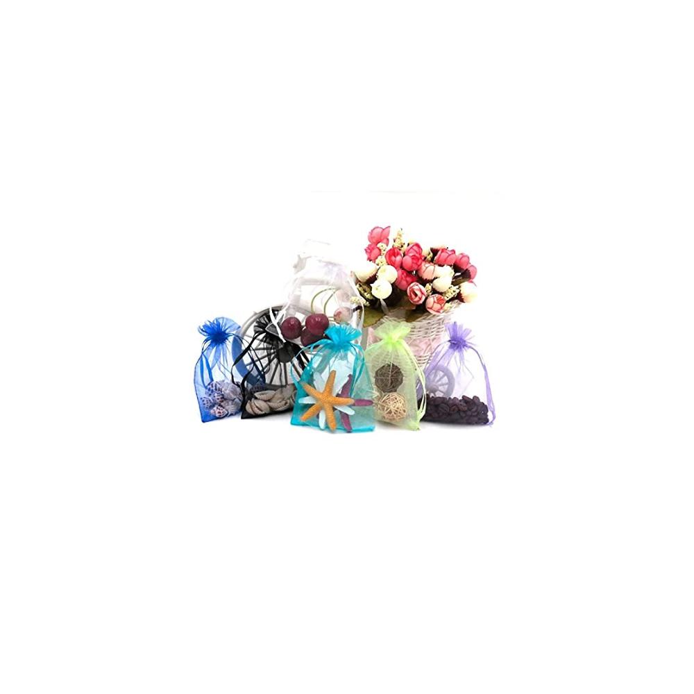 50 Stk. Edle Organzabeutel für Schmuck & Geschenke - Hochwertige Verpackung für Hochzeit Party & Süßigkeiten - Tüll Beutel in verschiedenen Farben inklusive