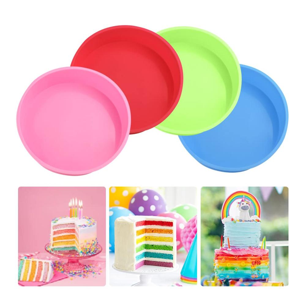 Motivbackformen OTTYMO 4 Stück Rund Kuchenformen Silikon Tortenform Schichtkuchen Backform Regenbogentorte Durchmesser 20cm Schichtkuchenform 5cm Hohe Antihaft Schichtkuchen Formen für Kuchen Brote(4 Farben) Kuchenformen Silikon Set Backform Silikon Antihaft Kuchenform Regenbogenkuchenform Motivbackform mit 4 Farben (20cm 5cm