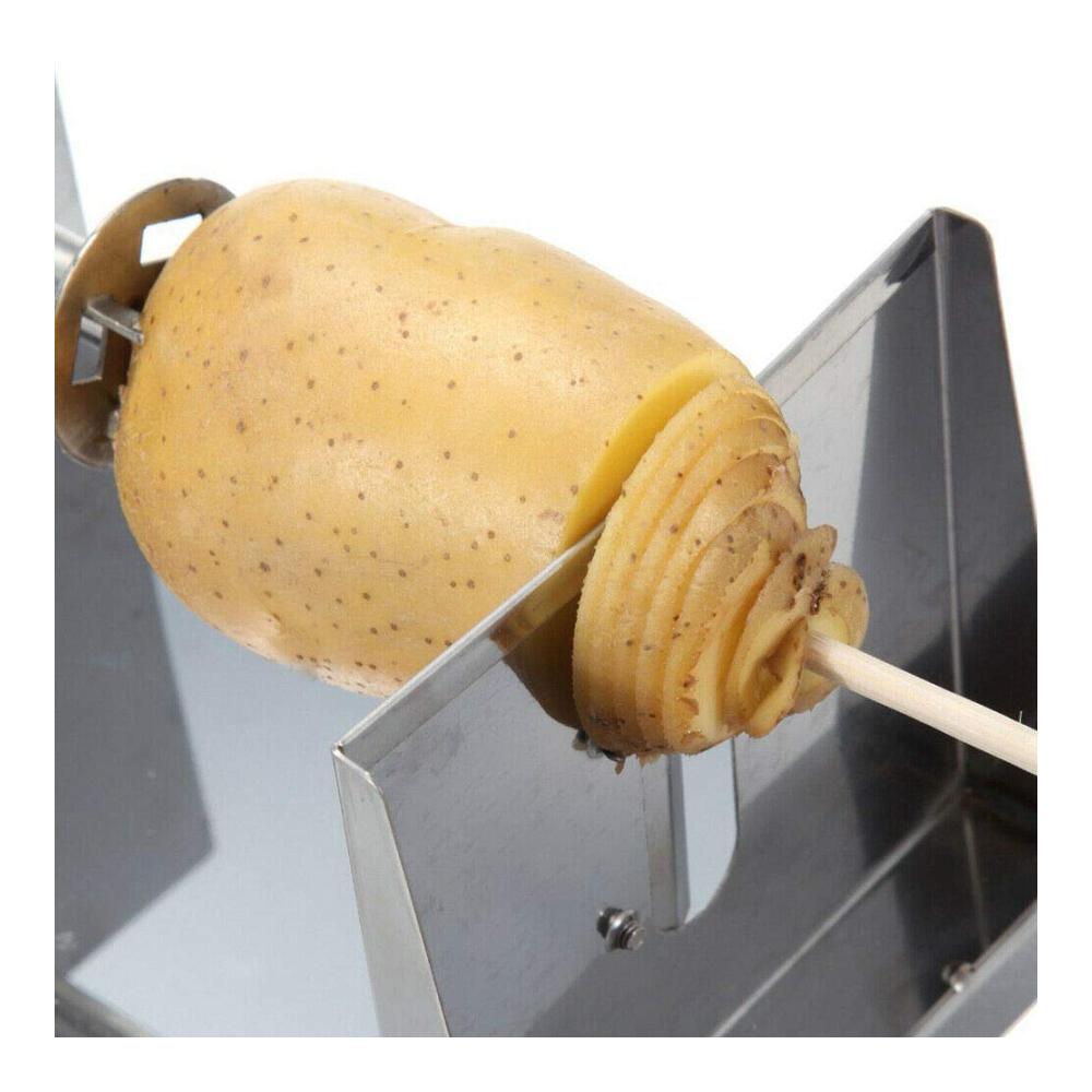 Spiralschneider Edelstahl - Perfekt für Kartoffeln Obst & Gemüse - Manueller Kartoffelschneider mit Kurbel und rutschfesten Gummifüßen - Ideales Küchenhelfer & Kochzubehör für Tornado Chips und mehr
