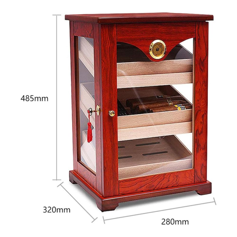 Premium Zigarren-Humidor aus Zedernholz | Digitales Hygrometer & Feuchtigkeitsgerät inklusive | Platz für 100 Zigarren | Ideales Barzubehör-Geschenkset für Zigarrenliebhaber