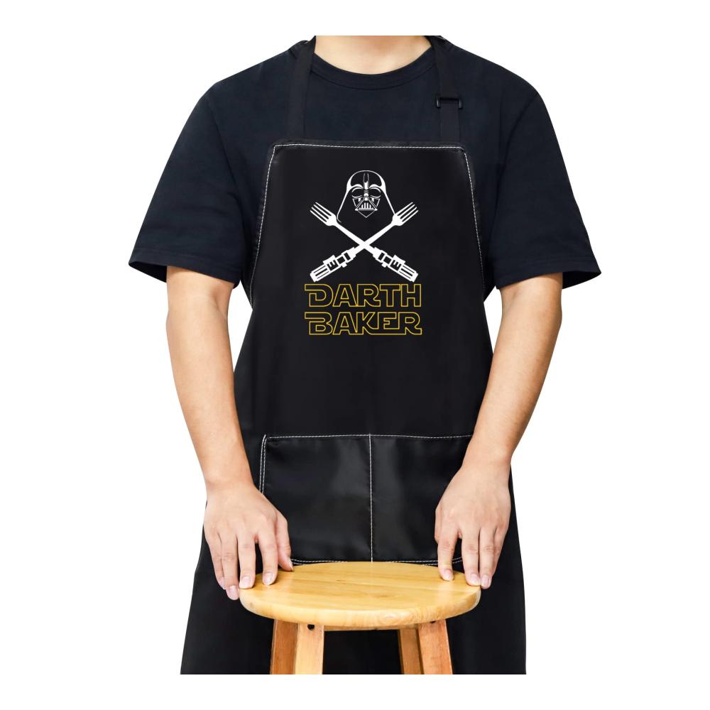 Darth Baker Schürze – Geniale Geschenkidee für echte Darth Fans! Verstellbare Küchenschürze mit Tasche zum Backen Kochen & Grillen. Star Wars Style