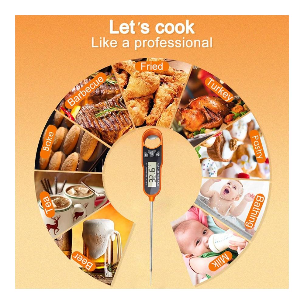 Digitales Bratenthermometer | Sofort ablesbare Fleischtemperatur | Multifunktionaler Lebensmittel-Thermograph mit Flaschenöffner-Design | Ideal für Braten Steaks