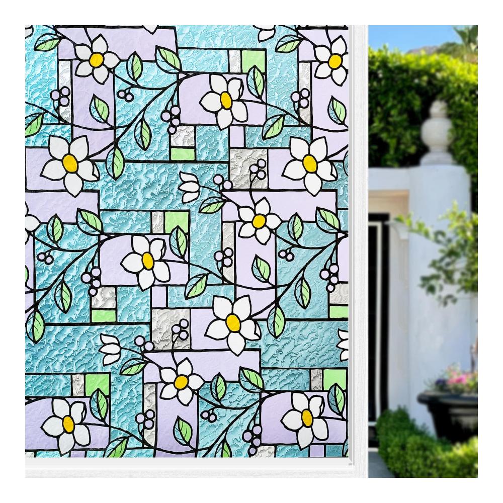 Fensterfolie Blickdicht Sichtschutz 3D Lilienmuster 44.5x200cm - Hochwertige Dekorfolie für Privatsphäre und Stil - Einfache Anwendung und Langlebigkeit