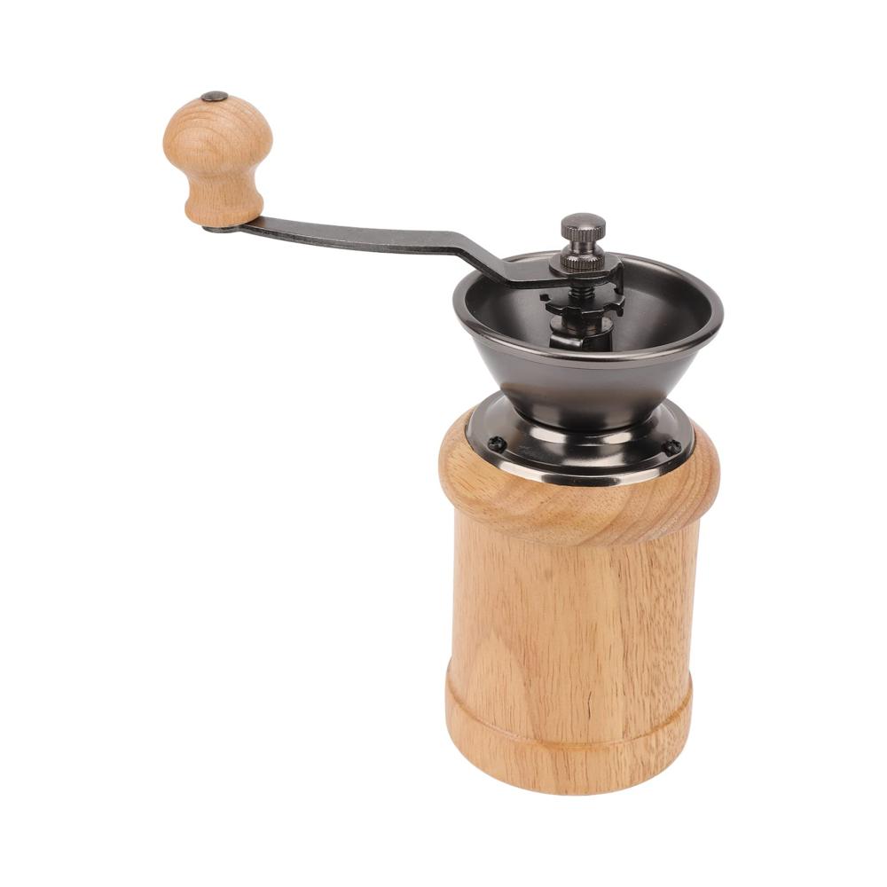 Manuelle Kaffeemühle aus Edelstahl und Holz | Handgemachte Retro-Kaffeemühle für frischen Kaffee | Handkaffeemühle für aromatische Genüsse | Helle Farbe