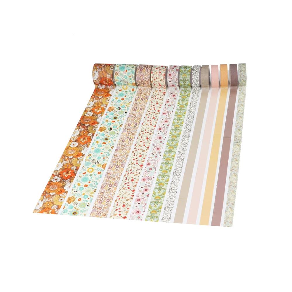 Entdecken Sie Kreativität mit unserem Vintage Washi Tape Set 12 Rollen 30/20/15/10 mm breit mit Blumenmotiven. Antikes japanisches Klebeband (3m) für Sammelalben DIY-Projekte Bullet Journals und Kawaii-Briefpapier. Verschönern Sie Ihre Welt