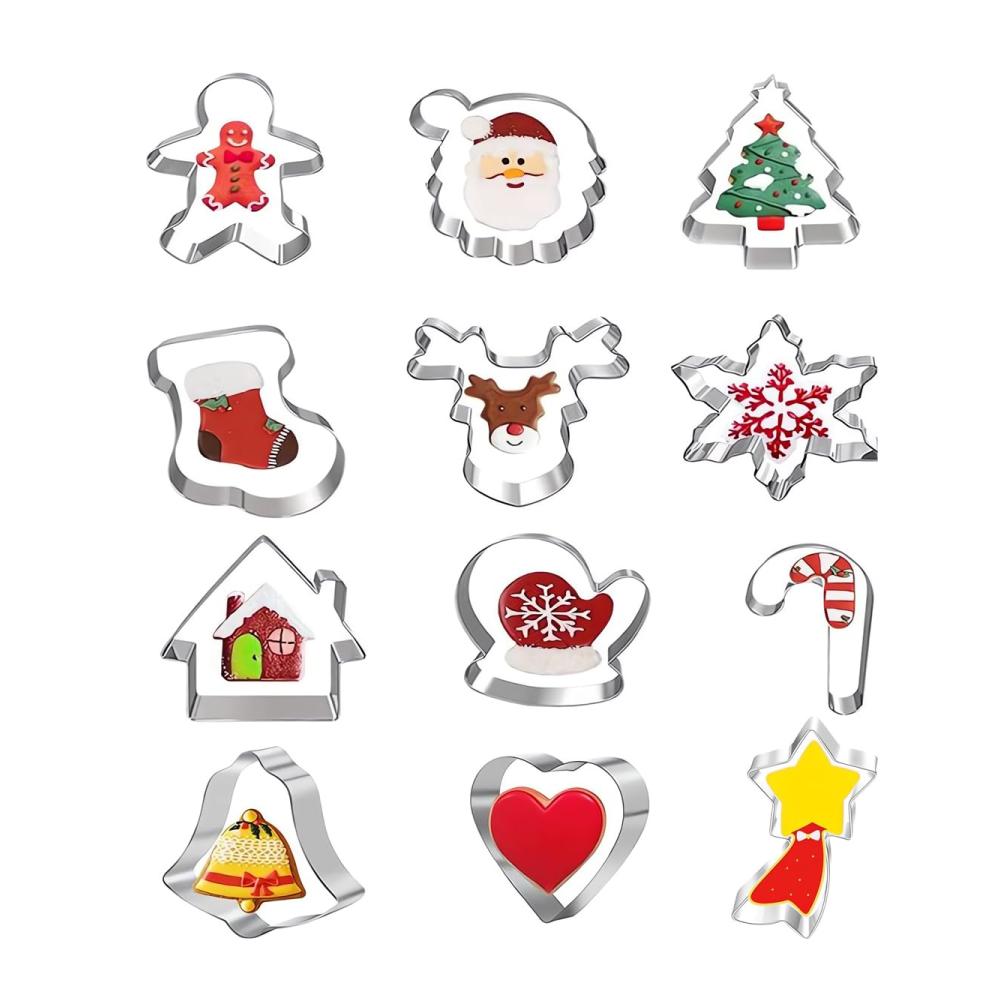 Feine Weihnachtsausstecher Set mit 12 Stücken für Kekse Fondant & mehr - Hochwertige Backformen für DIY-Backprojekte