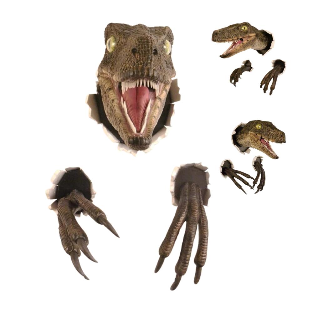 Beeindruckende Wandskulptur Realistischer Dinosaurierkopf für einzigartige Wandgestaltung - Hochwertige 3D-Dinosaurier-Wandkunst aus Harz - Perfektes Schlafzimmerzubehör für Dino-Fans zu Hause