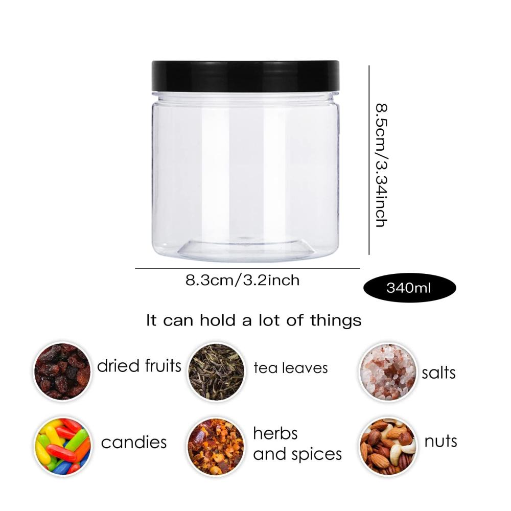Entdecken Sie die Vielseitigkeit 8er-Set 326ml Glasbehälter & Töpfe mit Deckel - Transparente Kunststoff-Schleim-Behälter für Küche Zuhause & Bastelaufbewahrung. Praktische runde Vorratsdosen mit breiter Öffnung - Ideale Aufbewahrungslösung