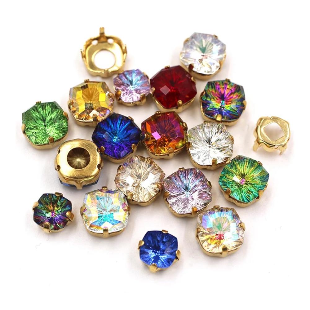 10 Stück Strasssteine Set Quadratische Glasstrass Kristalle (8 mm/10 mm) mit Nähklauen für Bastelarbeiten - Silberkralle inklusive! Bringt Glanz in deine Projekte