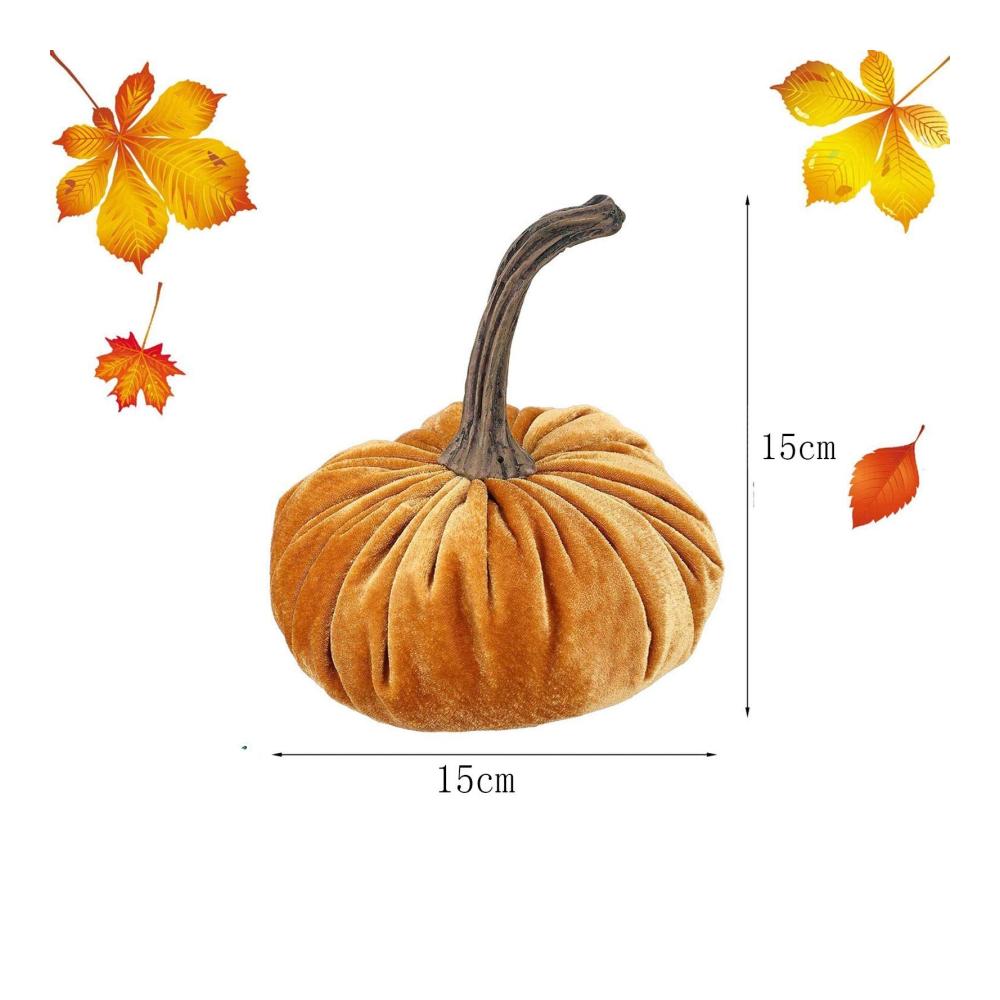 Fruchtige Herbstdekoration Kunstvolle Samtkürbisse mit realistischen Stielen für Halloween Thanksgiving und Herbstpartys – Frische Früchte in Ihrem Zuhause