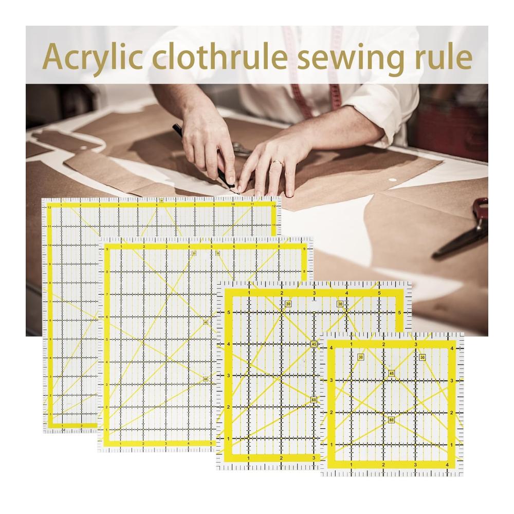 Präzisions Lineal Set für Quilten und Nähen - 6-teiliges Acryl Patchwork Lineal Set mit zweifarbigen Rasterlinien - Quadratische Schneider Lineale für perfekte Schnitte - Transparente Universal Lineale für Basteln und Nähen