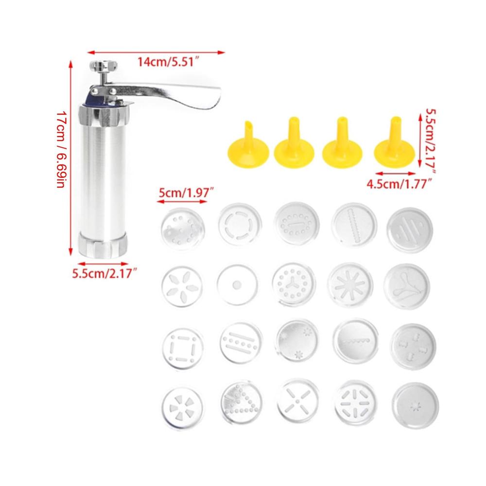 Professionelle Gebäckpresse Backen Sie mühelos perfekte Kekse! | Edelstahl-Kekspresse-Set mit 20 Spritzmustern und 4 Zuckerguss-Tipps für köstliche Kreationen