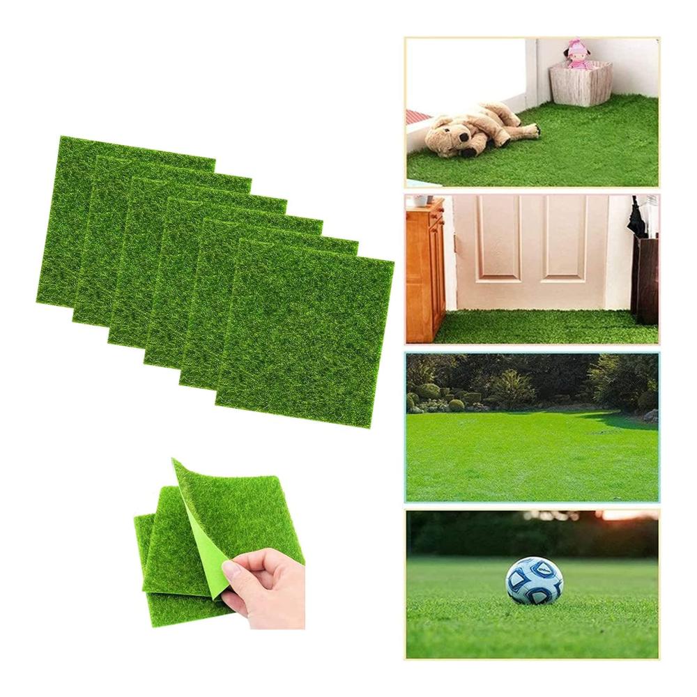6er Set Kunstpflanzenmatte für DIY Deko - Künstliche Rasenmatten für Garten Terrasse Balkon & mehr - Natürliche Optik pflegeleicht & vielseitig - Perfekte Dekoration für Innen- und Außen