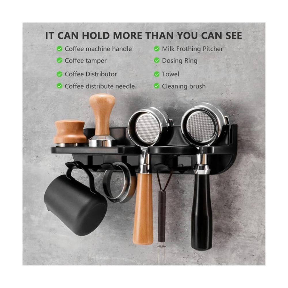 Entdecken Sie den Komfort mit unserem Mehrwegfilter-Kaffeeset! Platzsparendes 54-mm-Siebträger-Wandregal mit selbstklebender Halterung für mühelose Espresso-Zubereitung. Stilvolle Aufbewahrung für Ihren Espresso-Kaffeefilter. Schnelle und einfache Installation für den ultimativen Kaffeegenuss zu Hause