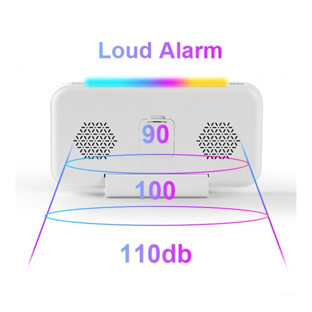 Entdecken Sie den ultimativen Komfort Digitaler Wecker mit RGB-Beleuchtung für den Nachttisch - 160 x 255 x 86 mm LED-Spiegeluhr und USB-Ladeanschluss - 10 Modi RGB-Nachtlicht 8 Farben LED-Anzeige. Machen Sie Ihren Morgen strahlender