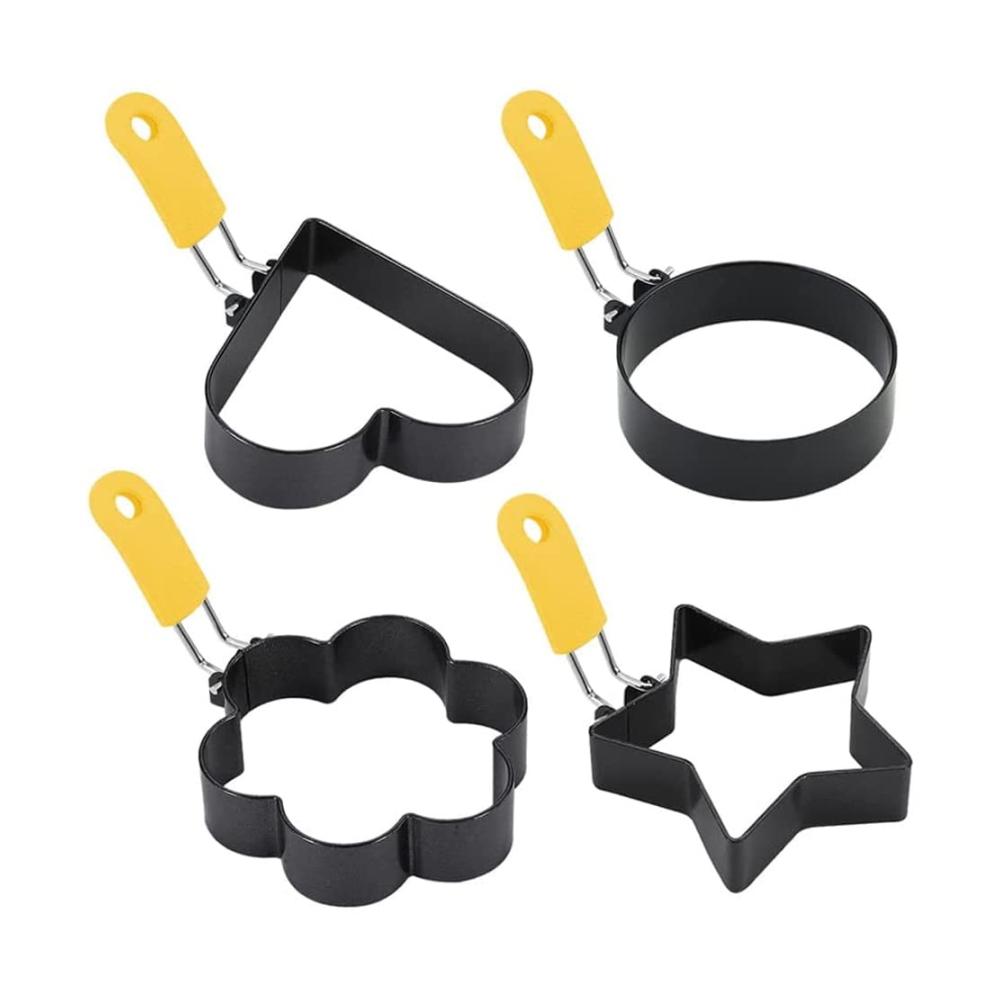 Premium Omelettpfannen Set - 4 Stück Spiegeleiformen mit Antihaftbeschichtung und Silikongriffen | Ideal für Pancakes Sandwiches Hackbraten & mehr