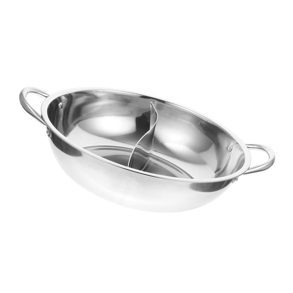 Edelstahl-Shabu-Hot Pot Set | 2-Fächer Chinesischer Suppentopf | 11 Zoll Induktions-Ramen-Kocher | Hochwertiges Kochgeschirr für Gasherd | Töpfe & Pfannen für köstliche Küchenerlebnisse