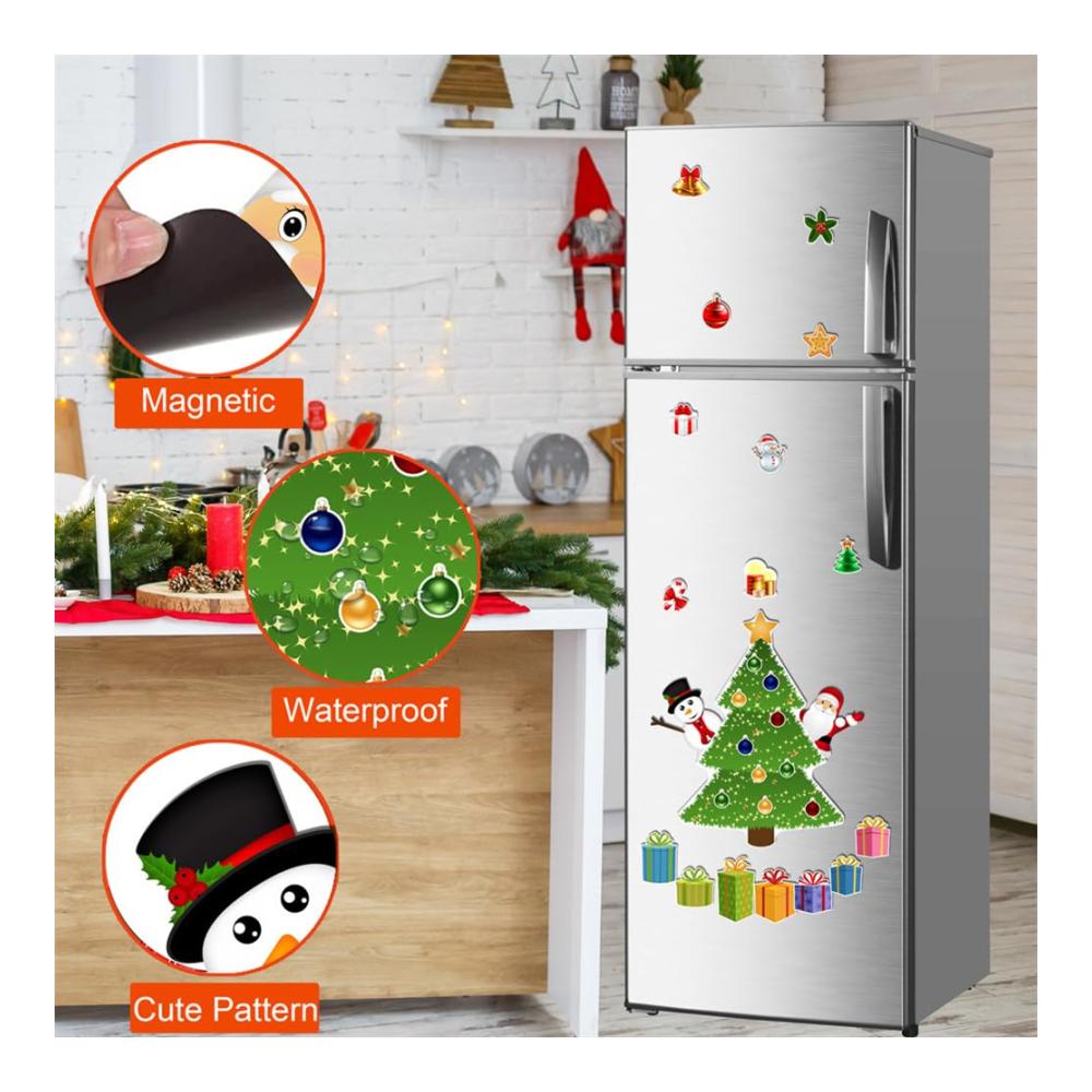 Entzückende Weihnachtsmagnete für Kühlschrank - Festliche Weihnachtsbaum-Magneten & Xmas-Kühlschrankaufkleber - Frohe Weihnachten Metalltürdeko - Ideales Geschenk für die Feiertage! Magnetische festliche Dekoration