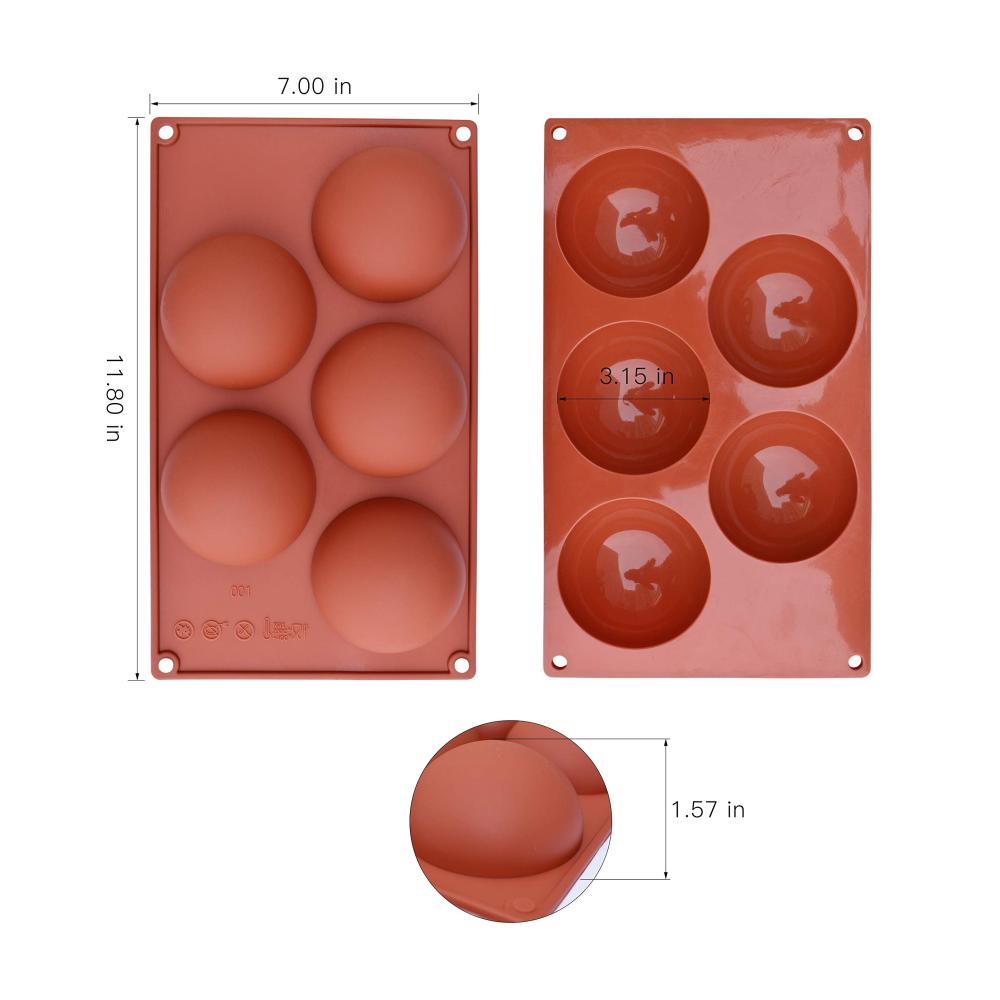 homEdge Extra große 5-fach-Halbkugel-Silikonformen Set – Perfekt für Schokoladenliebhaber! Backen Sie leckere Kuchen formen Sie süßes Gelee oder zaubern Sie verführerische Dome-Mousse. Inklusive 3 Packungen für endlose Kreationen