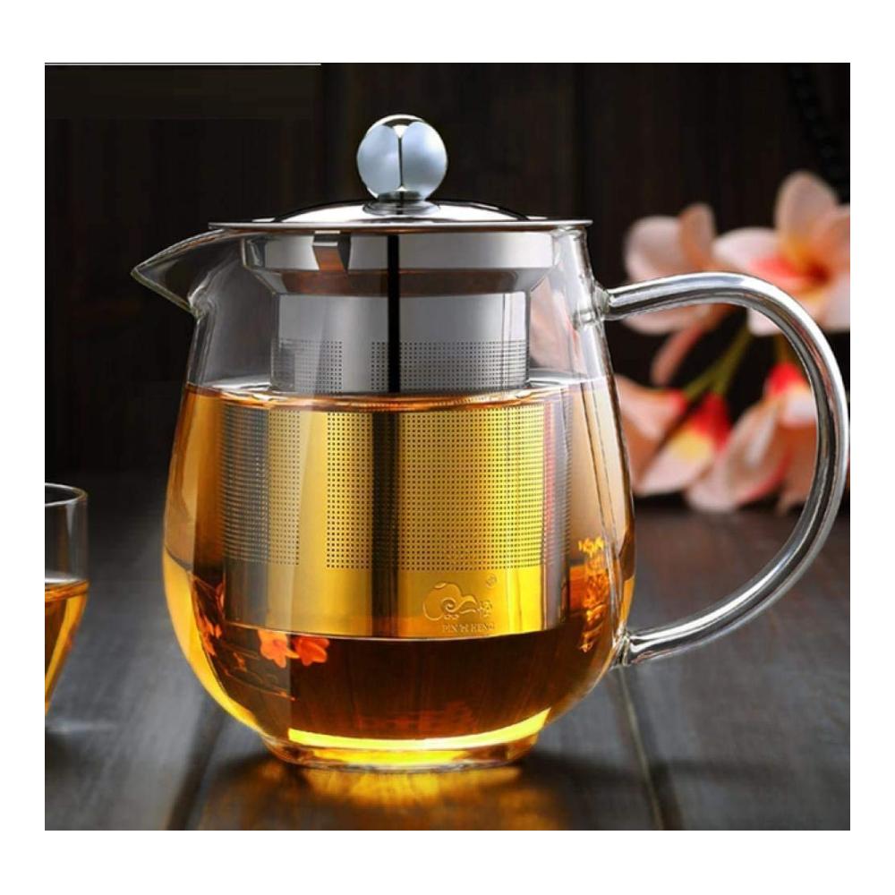 Exklusives 15-teiliges Teeservice-Set Elegante Teekanne aus hitzebeständigem Glas (850 ml) mit integriertem Sieb für aromatischen Genuss - Perfekt für stilvolle Teestunden zu Hause