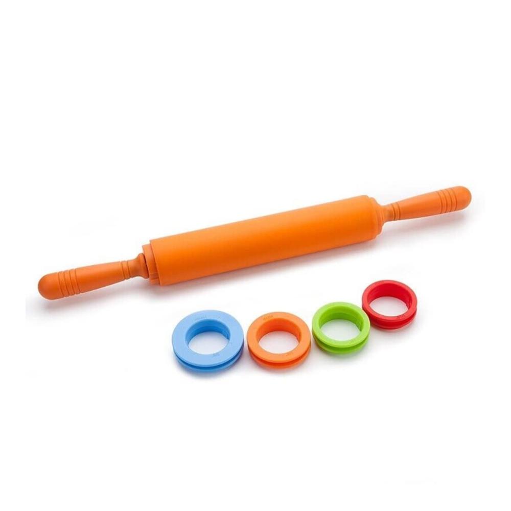 Perfekte Küchenkreationen 50 cm Profi Antihaft-Silikon-Teigroller mit 4 individuell einstellbaren Ringen für müheloses Backen. Ultimative Präzision für köstliche Teige! Backspaß garantiert