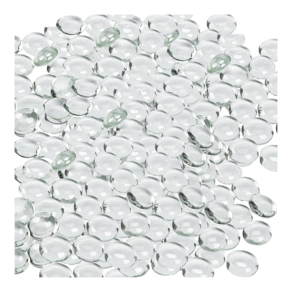 Granulate Transparente Glasgranulate 1 KG | Klar Glas Kieselsteine für Hochzeiten Partys & Aquarium Deko | Flache Murmeln (Größe 17-19 cm