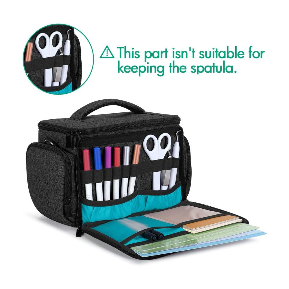 Hochwertige Scrapbooking-Werkzeugtasche Tragbare Cricut-Hülle für Heißluftpresse 9x6x7.5 - Schwarze Polyester-Tragetasche für Cricut