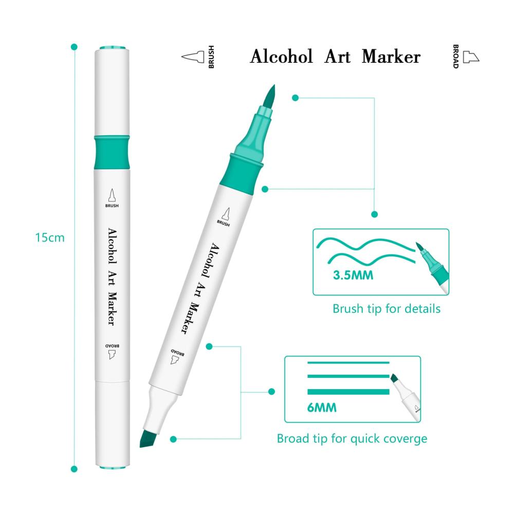 Entdecke die kreative Welt Efimeso 120er Marker & Filzstifte Set - Alkohol Marker Brush Pen - Perfekt für Kinder & Erwachsene - Twin Marker zum Malen & Ausmalen