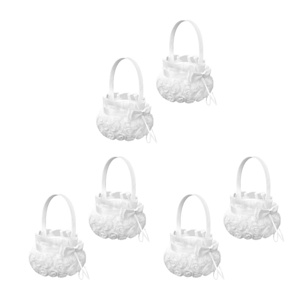 Verleihen Sie Ihrer Feier Romantik mit unserem eleganten Blütenblatt-Korb für kleine Behälter! 6 Stück Gefälligkeiten Brautrose mit dekorativen Bowknots und Griffen. Europäischer Korb für Blumenmädchen perfekt für eine Schleifen-Party. Verschönern Sie Ihre Feier mit diesem romantischen Korb