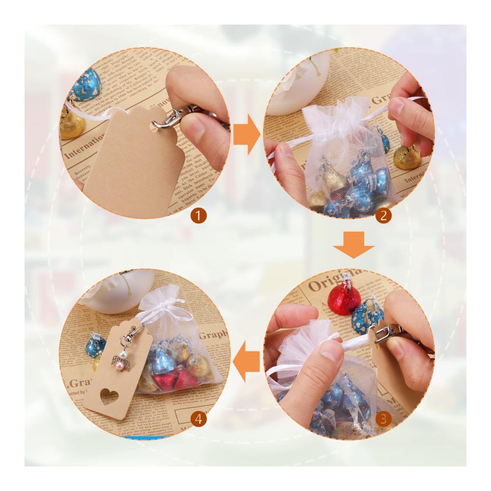 30 Stück Schutzengel Anhänger Schlüsselanhänger-Packs Perfekte Gastgeschenke für Taufe Hochzeit Party & Weihnachten. Inklusive Organza- und Kraftpapierbeuteln