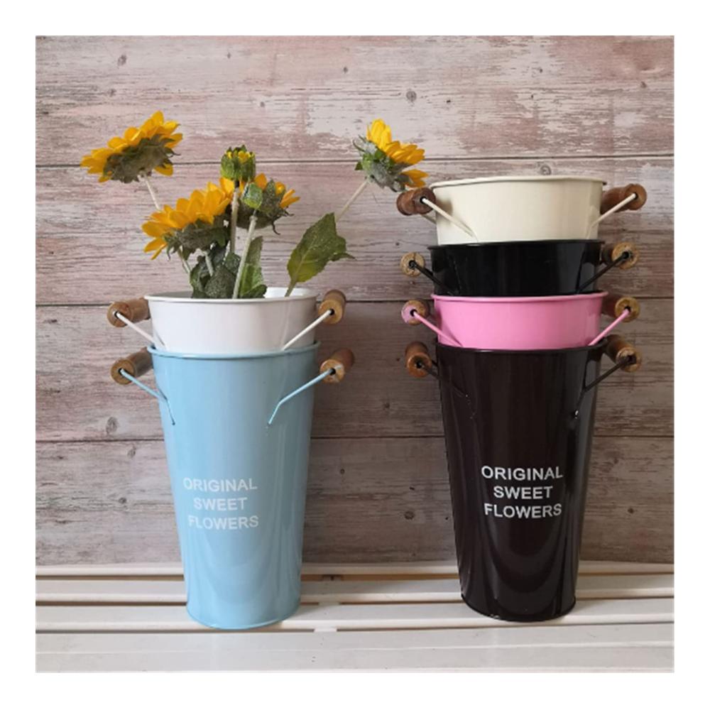 Elegante Vasenkollektion Stilvoller Hoher Metallblumeneimer Blumentopf Bauernhaus Chic für zeitlose Wohnkultur - Dekorative Metallvase für Blumenarrangements in jedem Raum