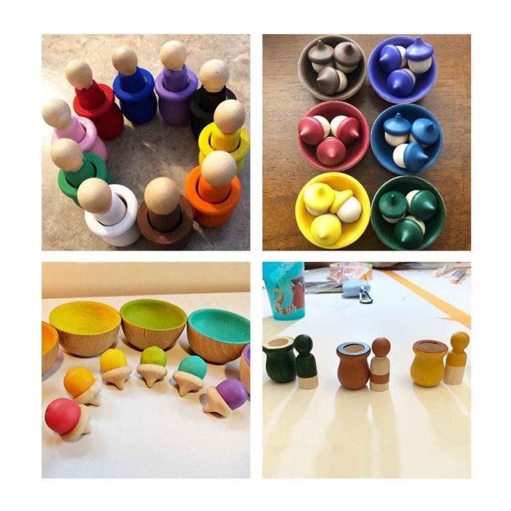 20er Set Holzverzierungen für DIY-Projekte - Eicheln zum Bemalen und Basteln - Handgemachte Spielzeuge für Kinder - Kreative Holzgestaltung für Brücken und mehr