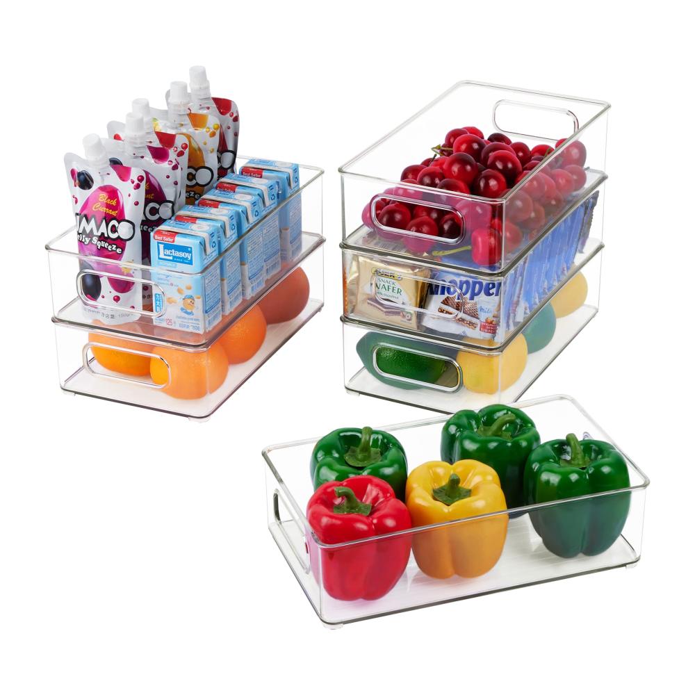 Effizientes Vorratsdosen-Set 6-teilige Kühlschrank-Organizer für optimale Küchenorganisation. Stapelbare Aufbewahrungsboxen BPA-frei ideal für Kühlschrank und Schränke