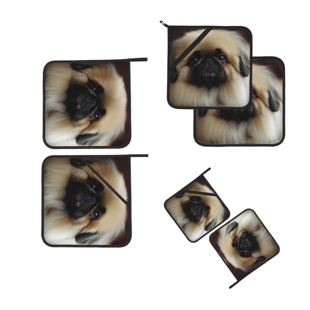 2er Set Topfuntersetzer Quadratisch | Niedliche Pekinese | Dick & langlebig | Hitzebeständig & isolierend | Perfekte Küchenhilfe für heiße Töpfe & Pfannen | Dekorative Wärmeisolierung für den Esstisch