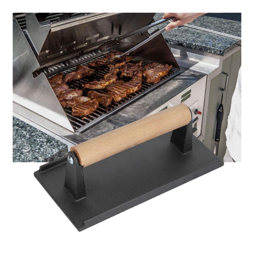 Entdecken Sie die Vielseitigkeit Fleischhämmer & -klopfer Grillpresse - Burgerpresse aus Gusseisen für perfekte Burger und Steaks - Mit Holzgriff und robustem Design
