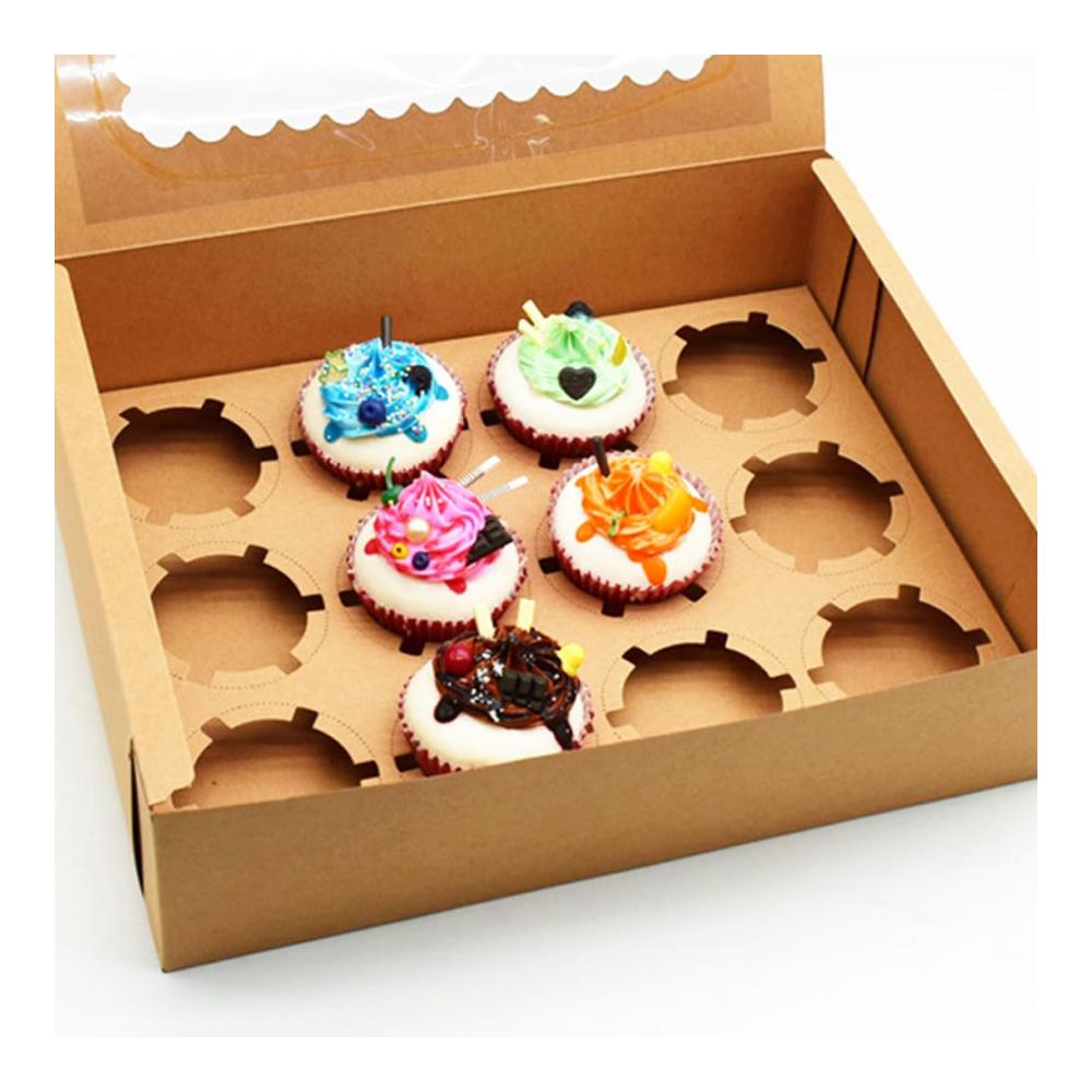 Praktischer Kuchenbehälter-Set Cupcake-Behälter mit Einlagen für 12 Stück - Ideale Süßigkeitenbox für Kekse Muffins & Gebäck - 6 Stück inklusive