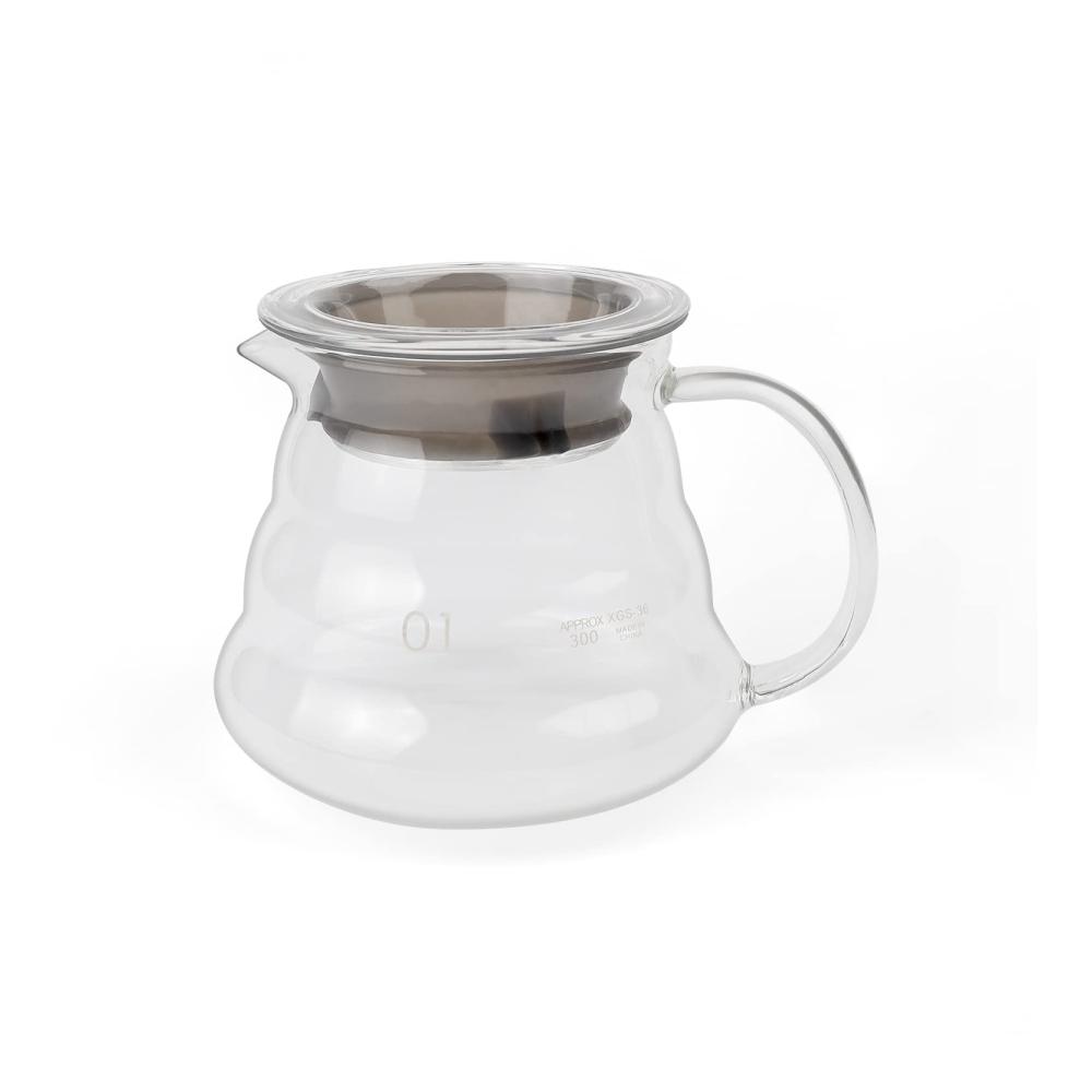 Handgebrühter Kaffee-Genuss Glas Kaffeekanne 360ml von KINHARD | Hitzebeständig | Teekanne für aromatischen Kaffee & Tee | Wasserkocher inklusive | Perfekt für Zuhause und Büro